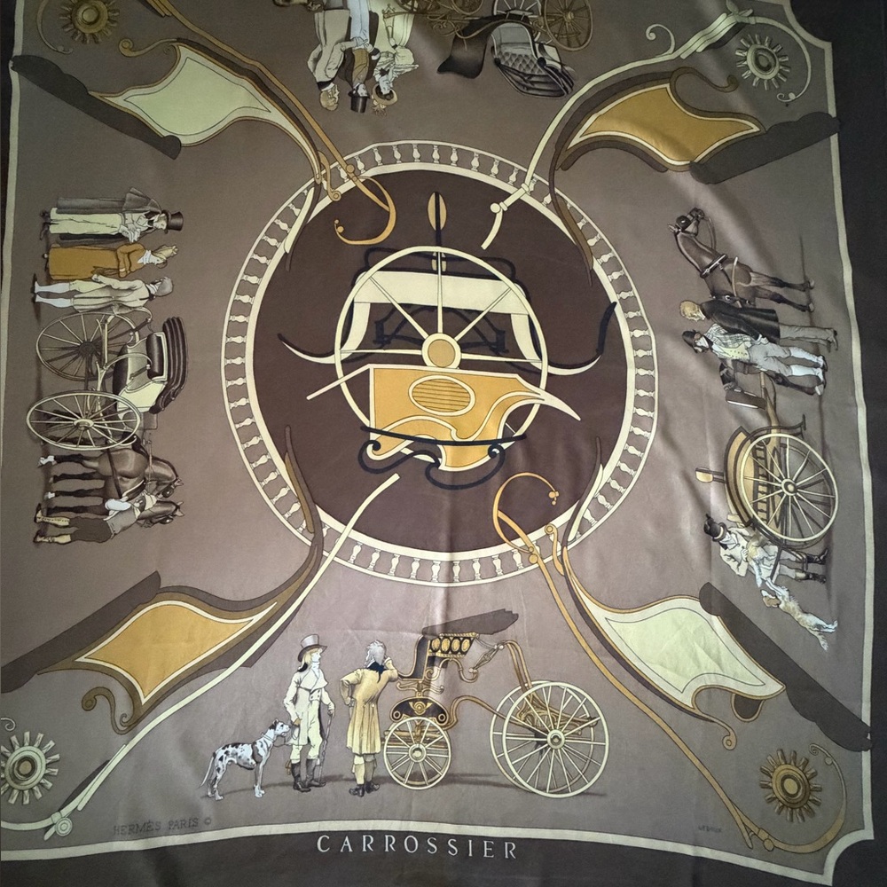 Hermès Carrossier Very Pretty Vintage Silk Scarf.